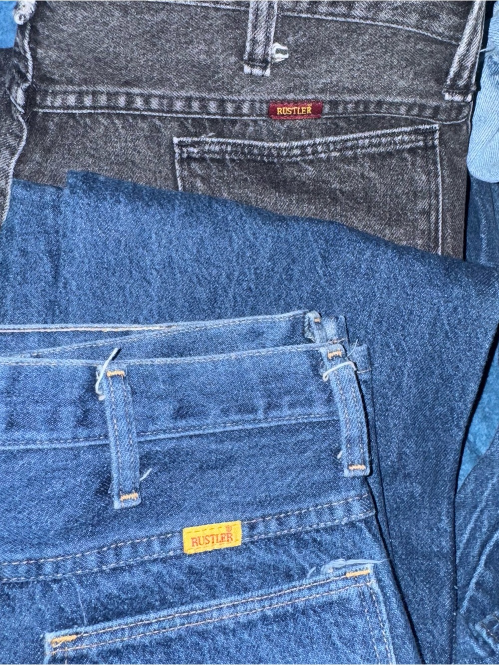 Vintage USA Made Rustler Jeans Lot All Size 36 w Denim Western Workwear 8 Pairs - Picture 2 of 6